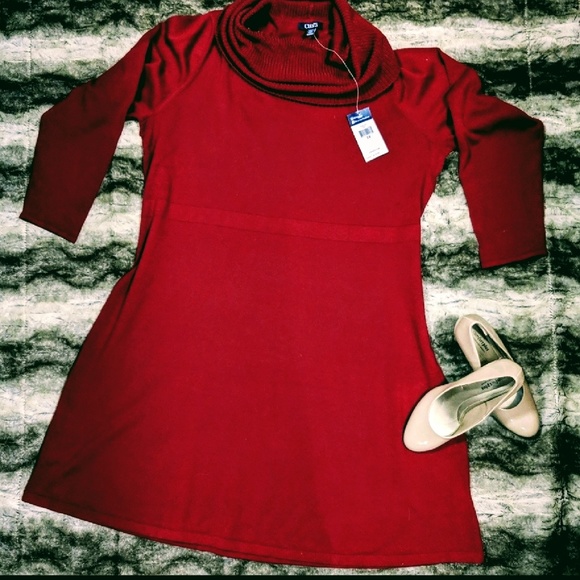 Chaps Dresses & Skirts - 🆕🏷️ CHAPS  Sweater Dress Red Cowl Neck  2X/3X